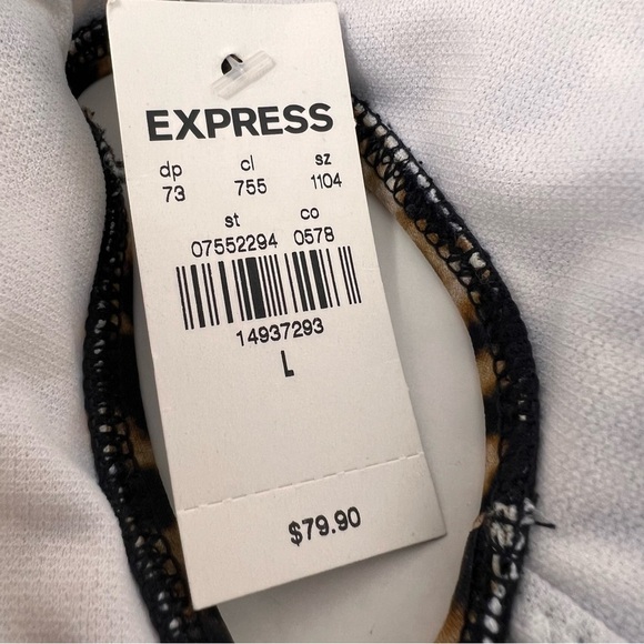Express Leopard Print Deep V Neck High Side Cut Cut-Out Swimsuit Size L NWT - Picture 7 of 13